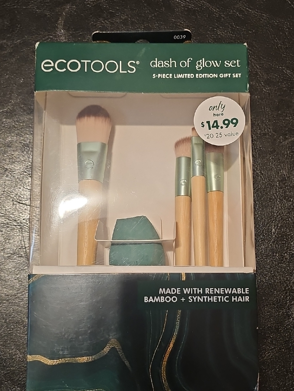 ecotools 5-Piece Makeup Brush & Sponge Set - Teal & Natural Bamboo